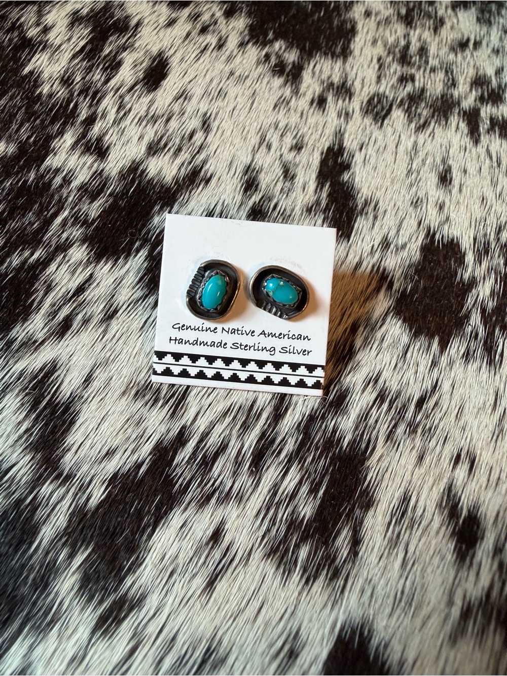 Handmade Sterling Silver Turquoise Stud Earrings - Genuine Native American Style
